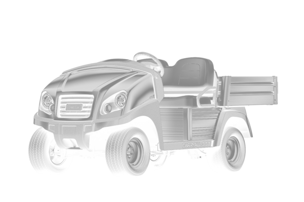 Club Car Carryall 300 Seitliche Darstellung eines Club Car Carryall 300 Nutzfahrzeuges in Schwarz Weiß