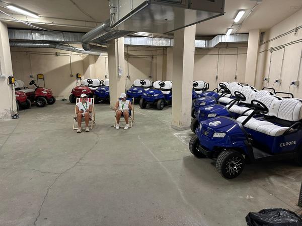 Pleje af holdets vogne ved uddelingen af holdets vogne ved Ryder Cup i Rom.